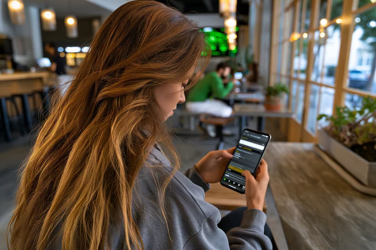 Un smartphone affichant côte à côte une page de résultats de recherche et une boutique d'applications.