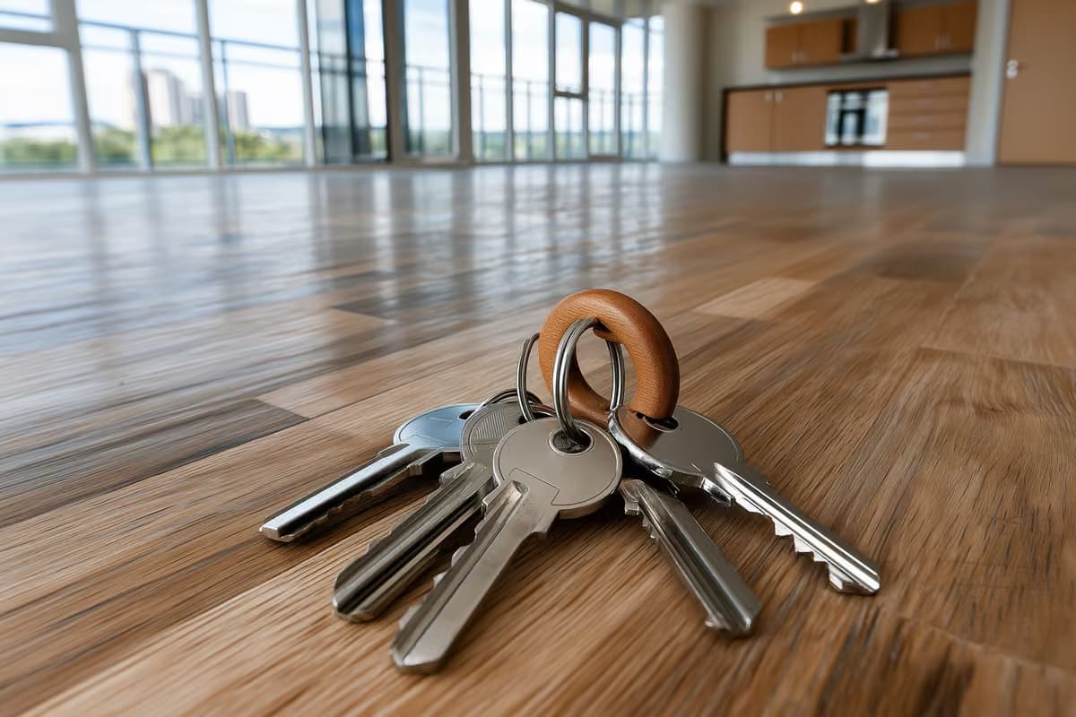 Un jeune couple consulte des annonces d'appartements sur un ordinateur portable à une table de cuisine
